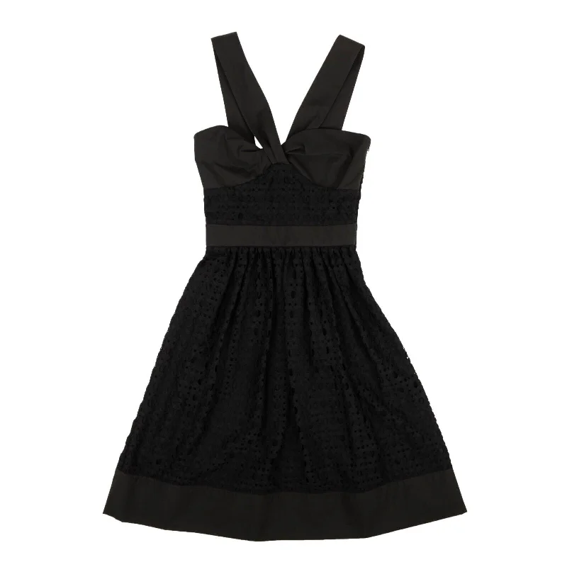 NWT BOUTIQUE MOSCHINO Black Sweetheart Lace V-Strap Dress Tunics Formal black