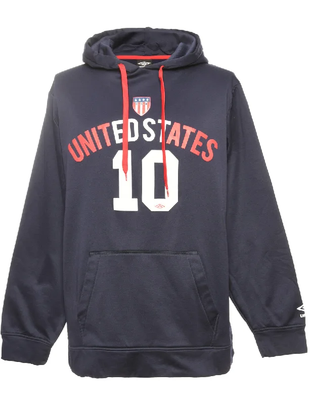 Navy Umbro Printed Hoodie - XL Hoodie with Tie-Dye Psychedelic Retro