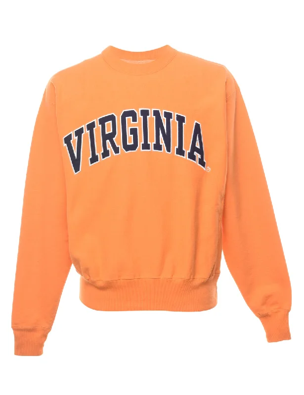 Orange Virginia Printed Sweatshirt - M Hoodie with Earth Tones Natural Calm
