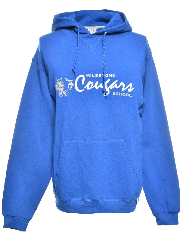 Russell Athletic Printed Hoodie - L Hoodie with Side Slits Relaxed Casual