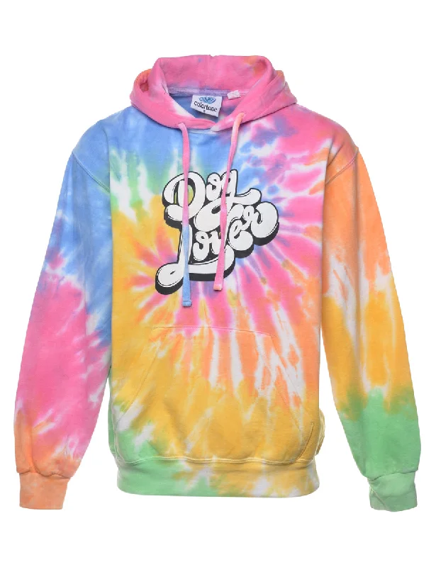 Tie-dye Hoodie - S Hoodie with Typography Text Message