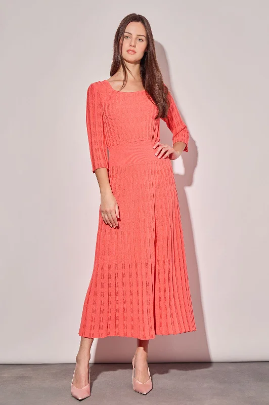 Plus Size Linear Pointelle Tonal Knit Fit-N-Flare Dress Tunics Favorite customer