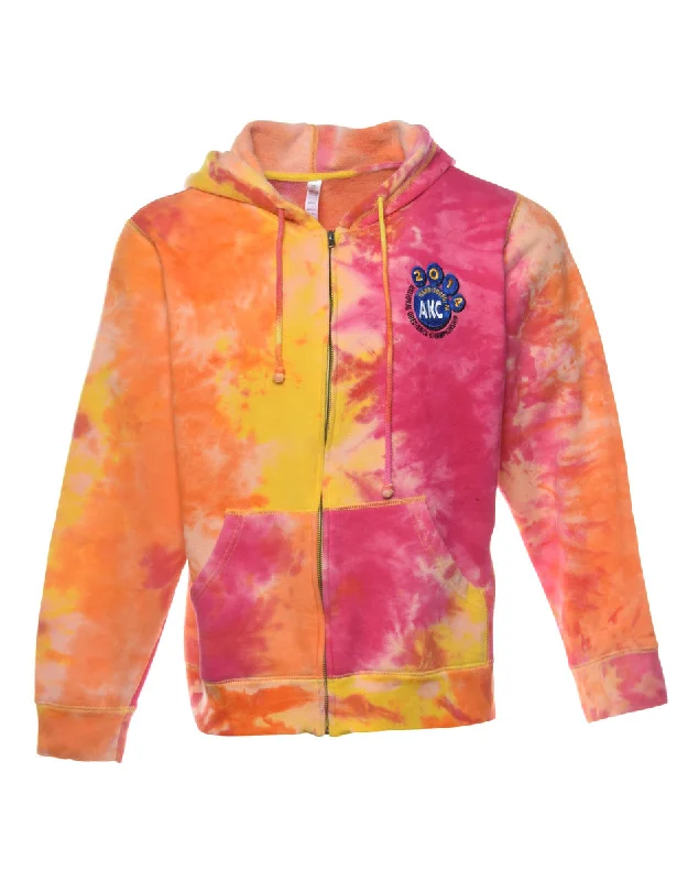 Tie-dye Printed Hoodie - XL Hoodie with High Neck Warm Protective