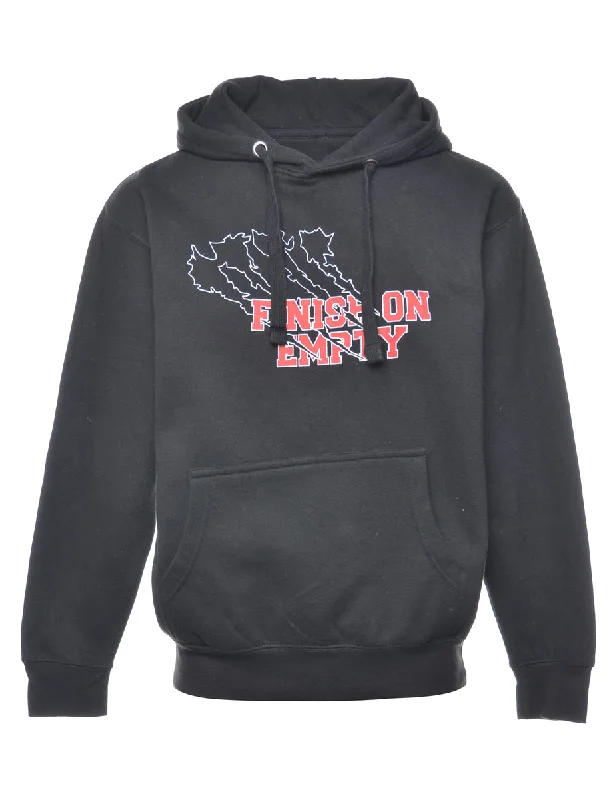 Black Finishon Printed Hoodie - S Hoodie with Velcro Closure Adjustable Secure