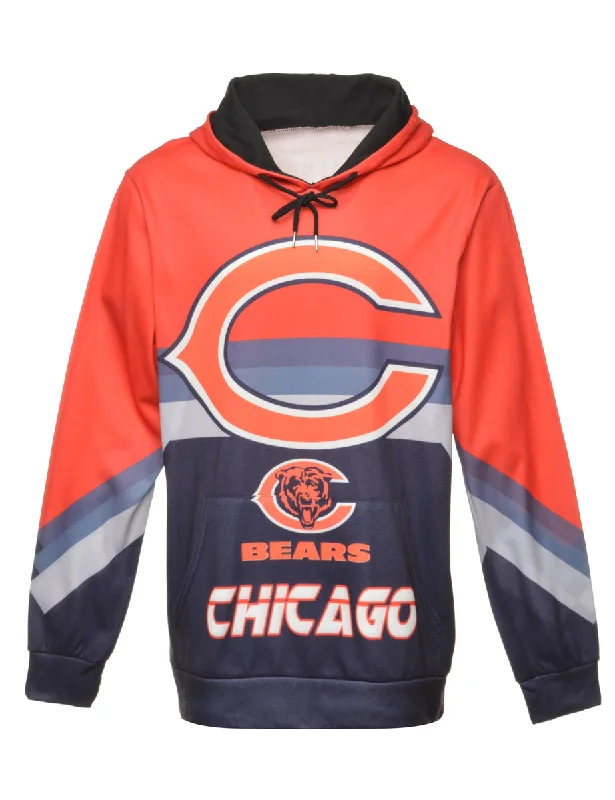 Football Chicago Printed Hoodie - XL Hoodie with Hem Lace Feminine Delicate