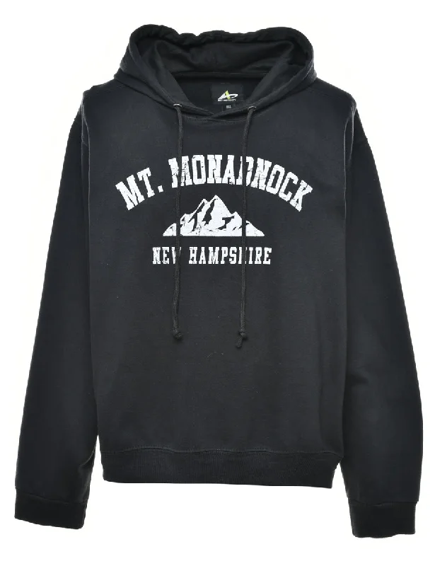 MT. Monadnock Printed Hoodie - XL Hoodie with Hem Fringe Bohemian Relaxed