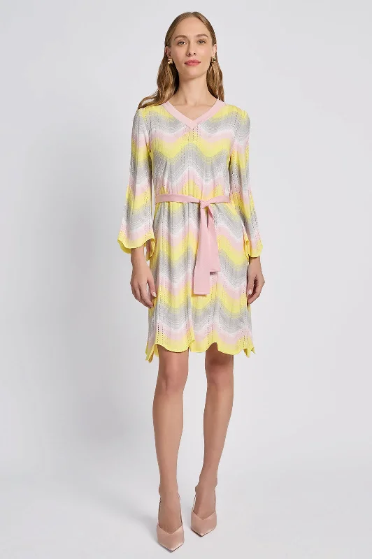 Chevron Pointelle Soft Knit Dress Tunics Sophisticated sleek