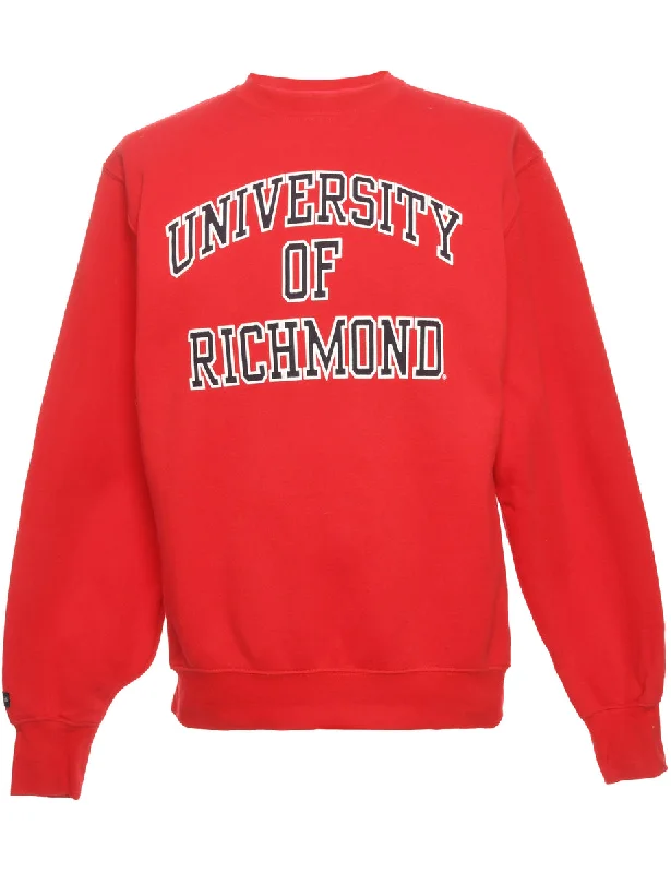 Red Jansport Printed Sweatshirt - L Hoodie with Hem Patch Decorative Personalized