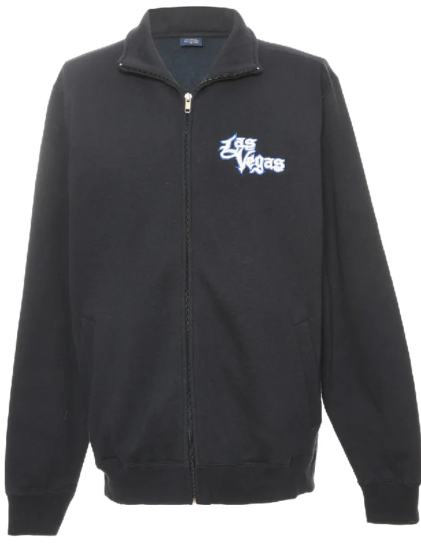 Navy Printed Sweatshirt - XXL Hoodie with Neon Bright Vibrant