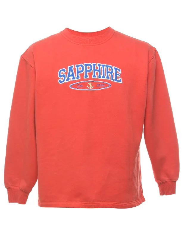Red Sapphire Printed Sweatshirt - M Hoodie with Monochrome Minimalist Simple