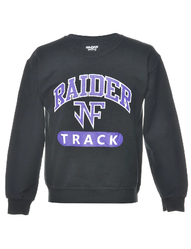 Raider Track Printed Sweatshirt - S Hoodie with Ribbed Neckline Snug Warm