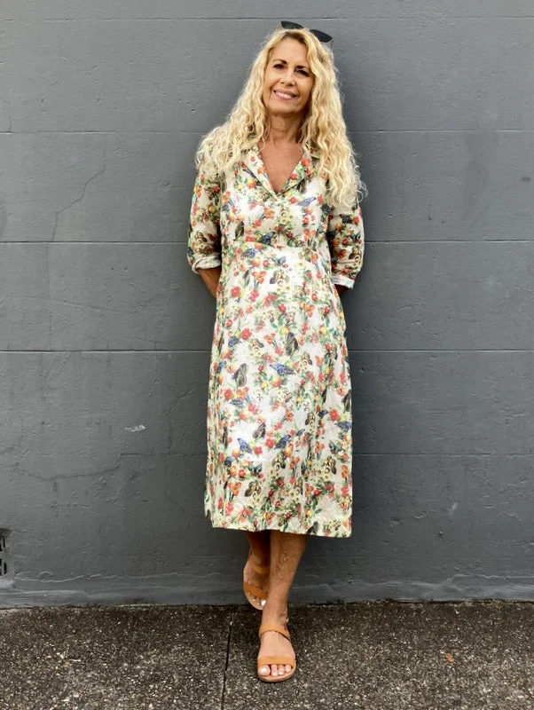 Jiva 50's Dress - Garden Print - Ramie A-Line Day Work
