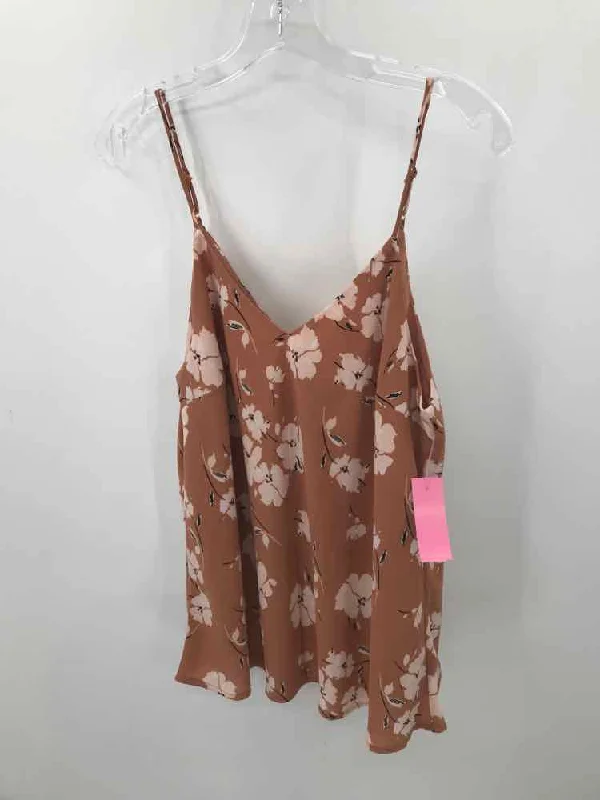 Pre-Owned Olivia Grey Brown Size Medium Floral Tank Top sexy tank top