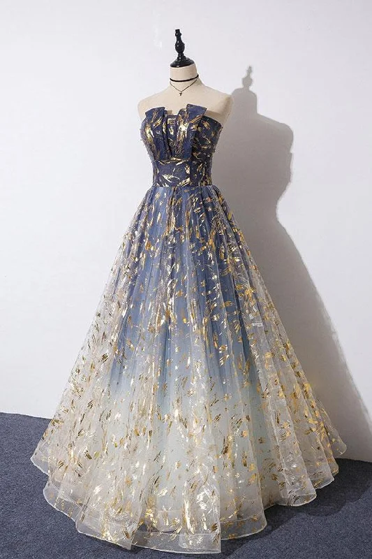 Unique A-line Strapless Ombre Long Prom Dress Stunning Party Dress N2553 Tunics Exclusive limited