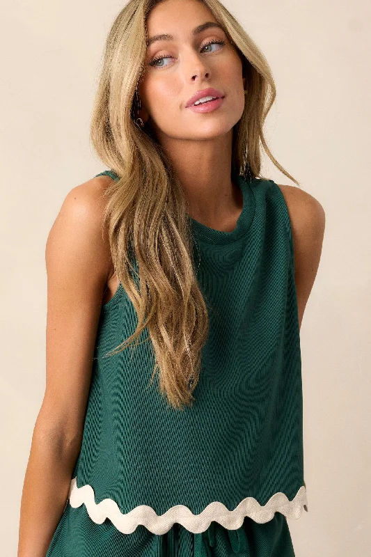 Summer Nights Hunter Green Ricrac Tank Top grey tank top