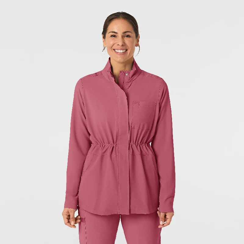 RENEW Women's Convertible Hood Fashion Jacket - Rosebud Welt Pockets Slit Pockets Flap Pockets RENEW Women's Convertible Hood Fashion Jacket - Rosebud Welt Pockets Slit Pockets Flap Pockets
