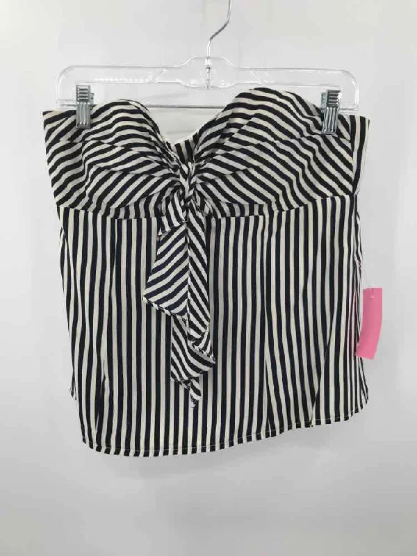 Pre-Owned Nanette Lepore Black Size 8 Stripe Strapless Tank graphic tank top