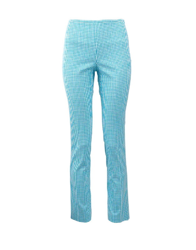 Side Zip Gingham Pant Comfortable Denim Leggings