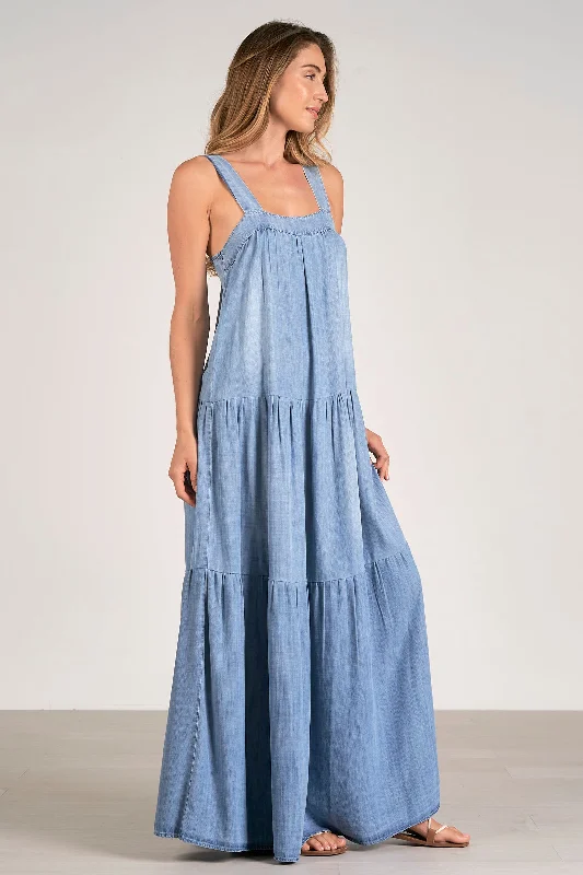 MAXI TANK STRAPS TIERED gold tank top