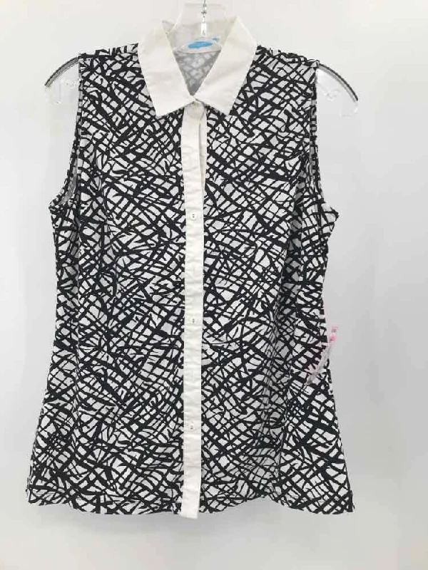 Pre-Owned J Mclaughlin Black Size Medium Printed Tank Top breathable tank top