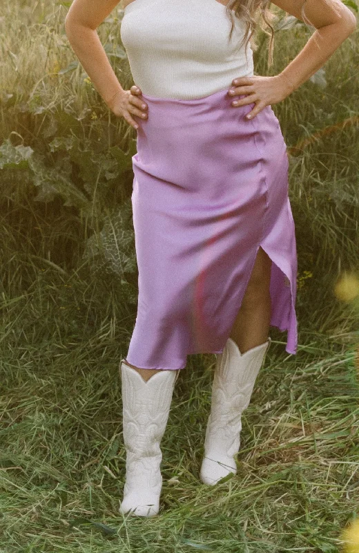 Lavender Escape Mid Skirt silk skirt sleek