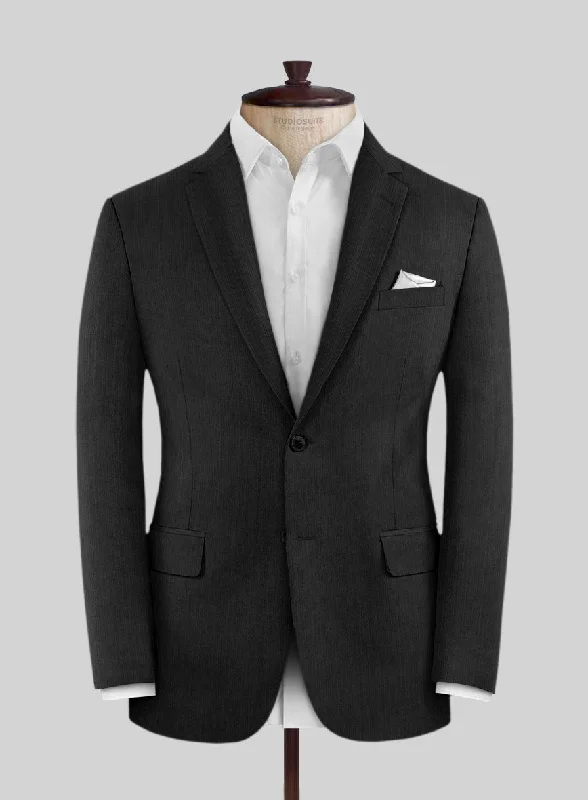 Lanificio Zegna Traveller Adiel Black Stripe Wool Jacket Belted Jacket Elasticated Jacket Padded Jacket