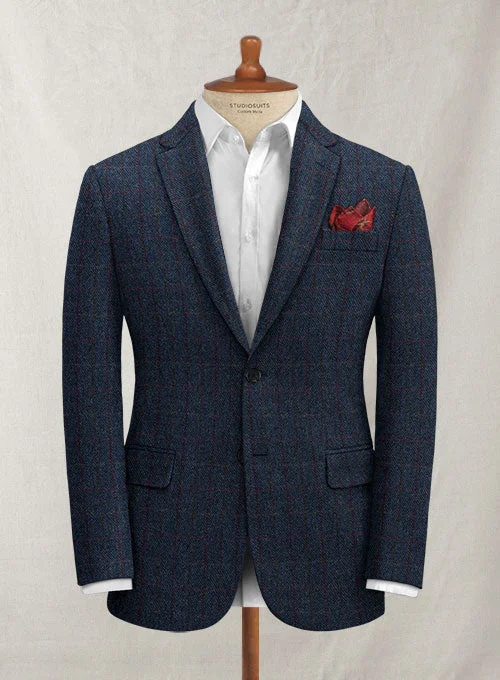 Harris Tweed King Blue Jacket Faux Fur Fabric Real Fur Fabric Shearling Fabric
