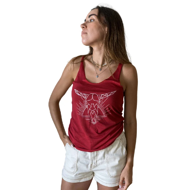 Sunset Skull Tank Top Red navy tank top