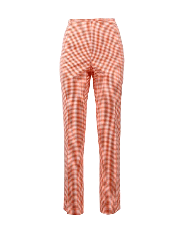 Side Zip Gingham Pant Stylish Paperbag Waist Pants