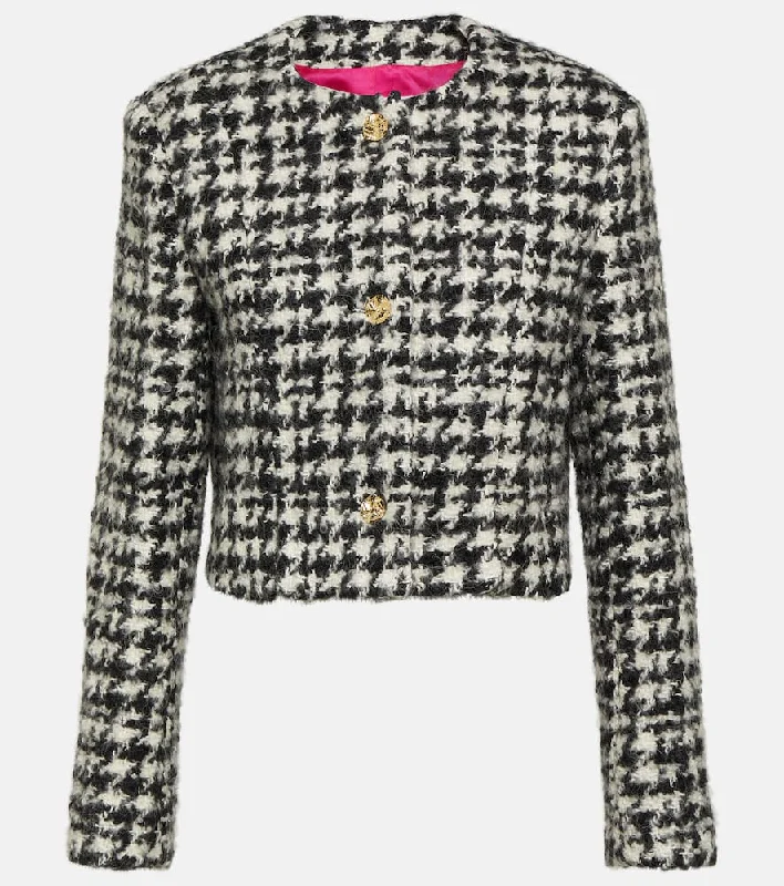 Nina Ricci Houndstooth cropped jacket Print Jacket Jacquard Jacket Embroidered Jacket
