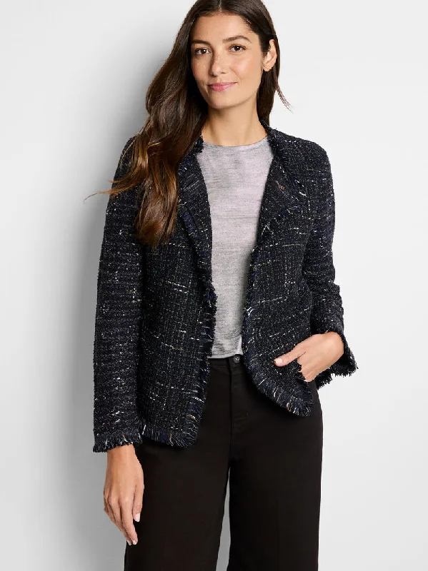 NIC+ZOE Nightfall Fringe Mix Knit Jacket Tailored Jacket Straight Jacket A-Line Jacket