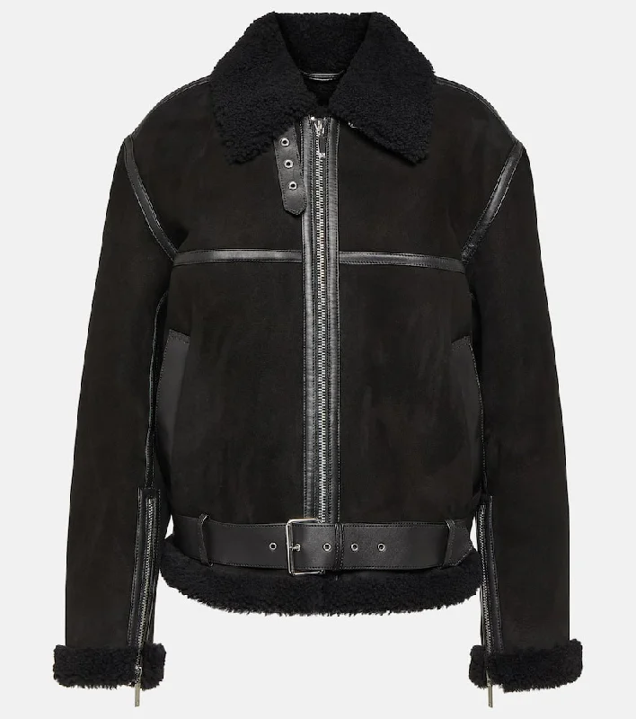 Toteme Shearling and suede jacket Faux Fur Jacket Real Fur Jacket Shearling Jacket