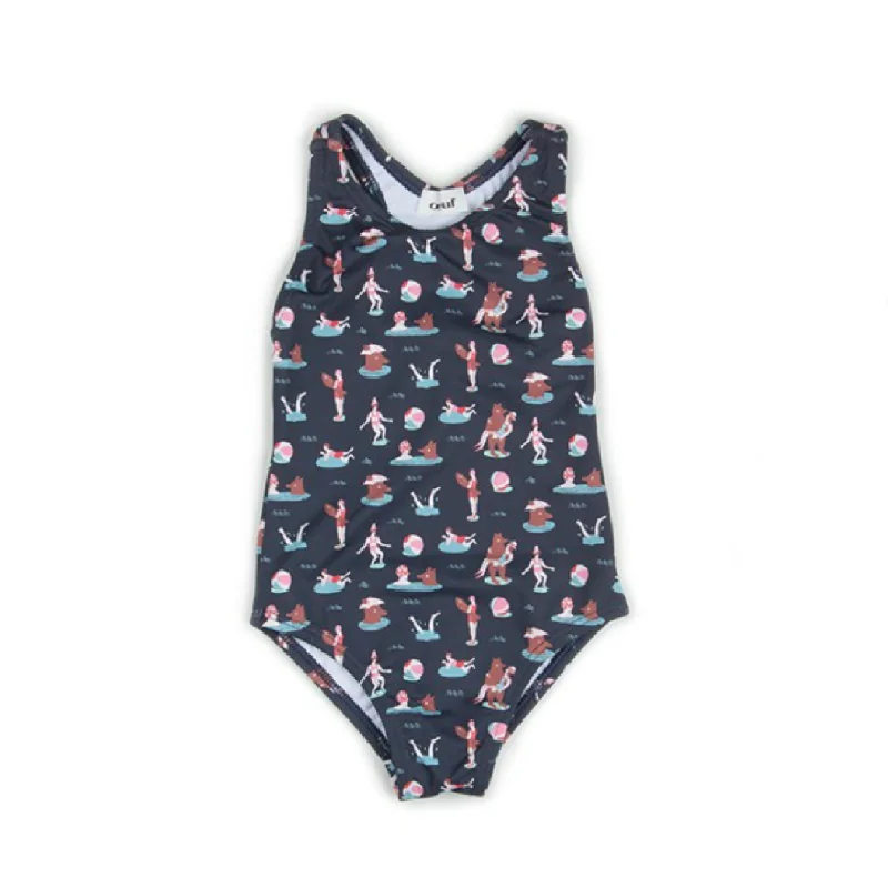 Bear Print Baby Swimsuit Sleek Full Coverage