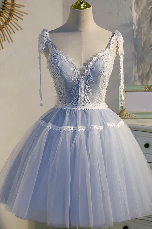 Lavender Lace Tulle Short Party Dress Homecoming Dress,DP1740 Tunics Formal black