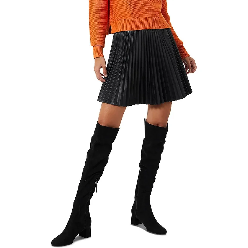 French Connection Womens Etta Faux Leather Pleated Mini Skirt wool skirt sturdy