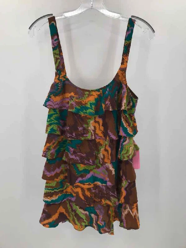 Pre-Owned Plenty Tracy Reese Brown Size Small Printed Tank Top loose fit tank