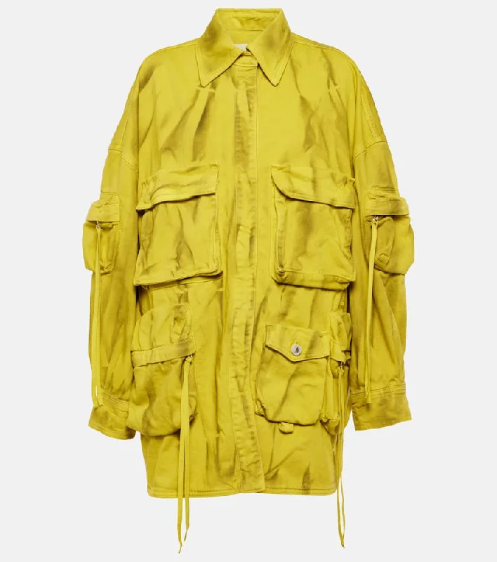 The Attico Fern cotton biker jacket Hooded Jacket Caped Jacket Shawl Collar Jacket