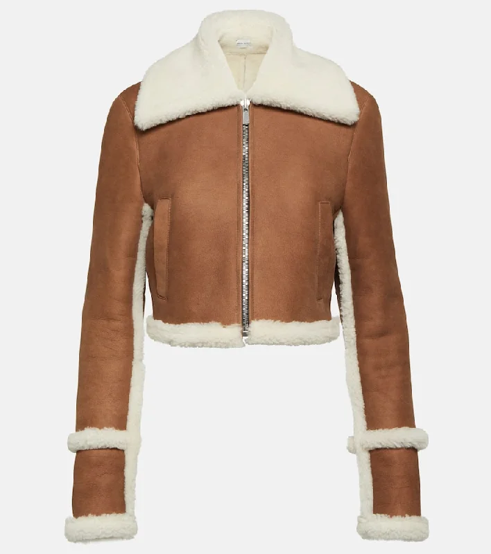 Magda Butrym Shearling-lined suede jacket Insulated Jacket Fitted Jacket Loose Jacket
