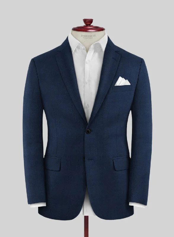 Fresco Mine Blue Wool Jacket Stand-Up Collar Roll-Neck Collar Turtle Neck
