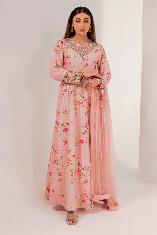 Pakistani Party Dress in Pink Frock and Dupatta Style Tunics Versatile stylish