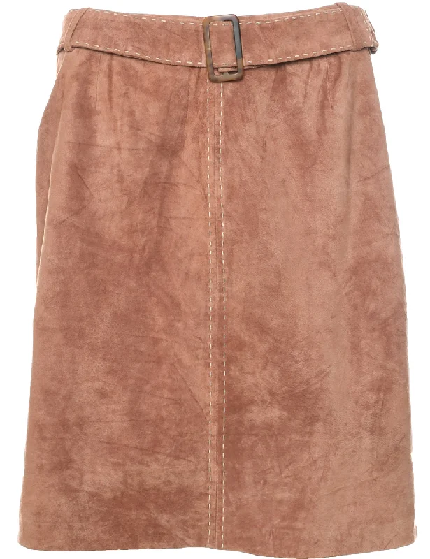Suede A-line Skirt - M silk skirt lustrous