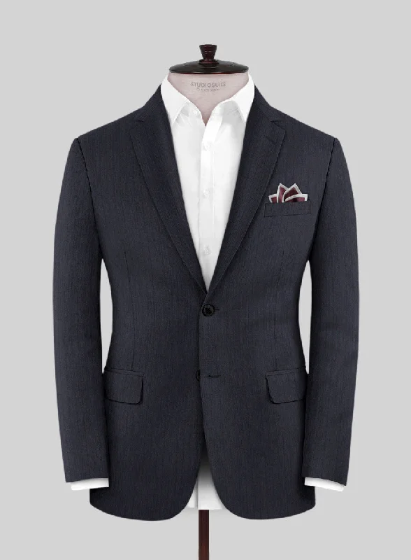Lanificio Zegna Trofeo Ifrain Blue Stripe Wool Jacket Snapped Jacket Toggled Jacket Drawstring Jacket