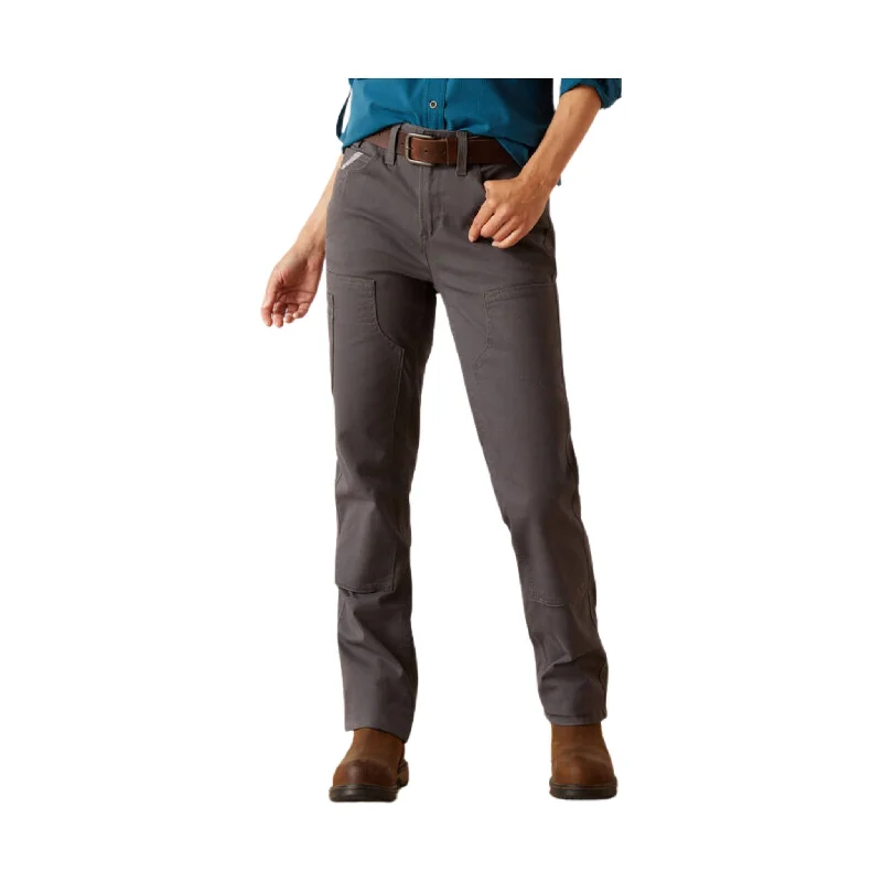 Ariat Women's Rebar PR Dura Stretrch Made Tough Double Front Straight Pant - Grey Trendy Tapered Pants
