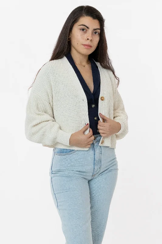 FM35GD - Fisherman Cropped Cardigan Open Front Closed Front Wrap Front