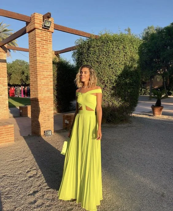 Green Off Shoulder A-Line Wedding Guest Dress Formal Party Dress,DP1974 Tunics Custom made