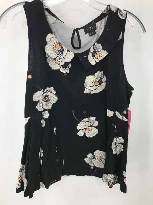 Pre-Owned Deletta Black Size Medium Floral Tank Top silver tank top