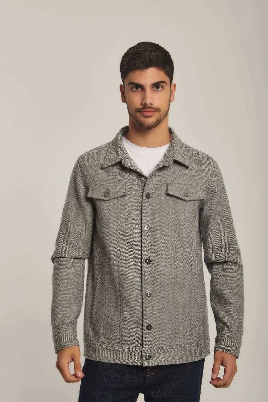 Men Regular Fit Jacket - Grey Mesh Jacket Canvas Jacket Denim Jacket