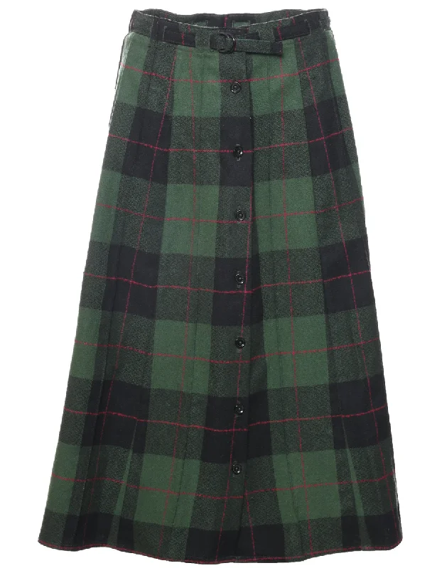 Tartan A-line Skirt - M wrap skirt elegant