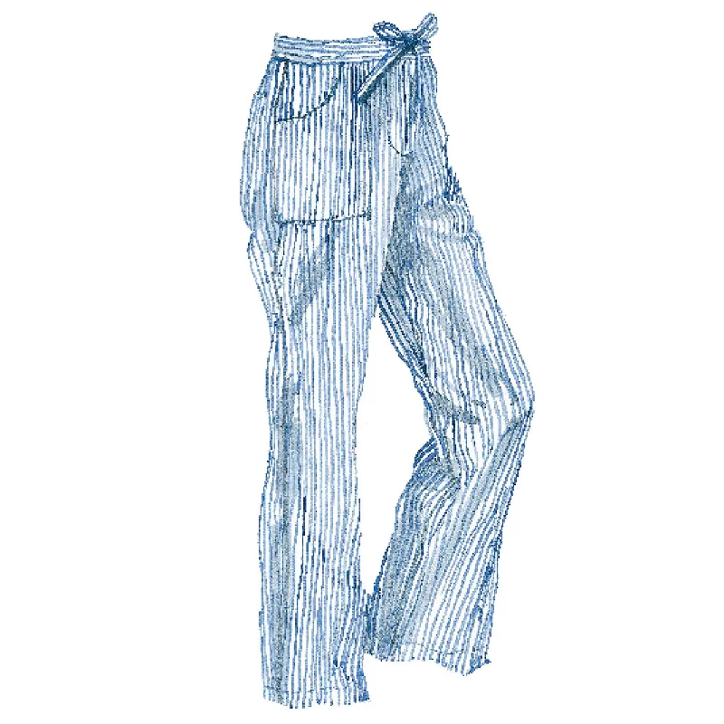 Seersucker Drawstring Pants Relaxed Lounge Trousers