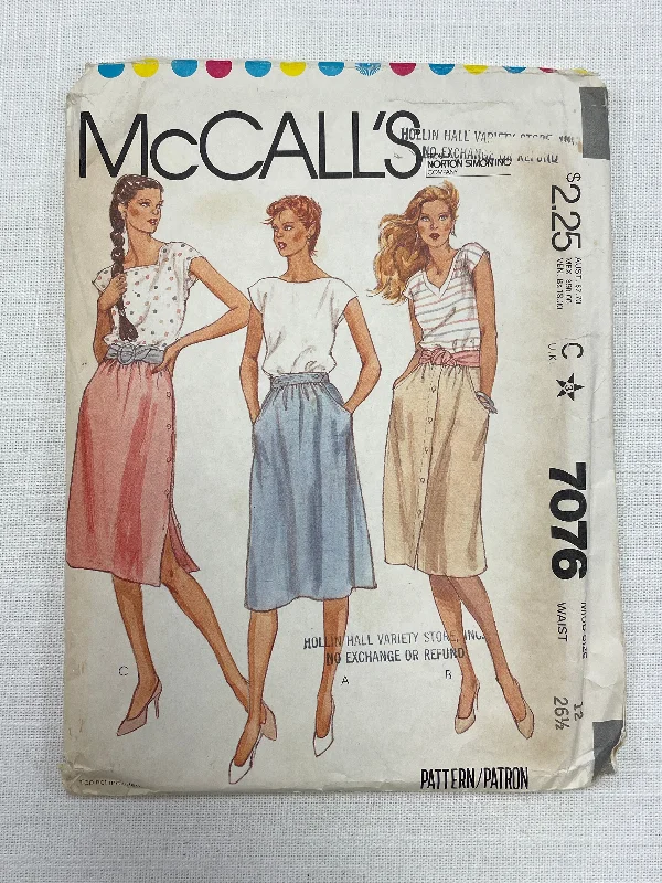 SALE 1980 McCall's 7076 Sewing Pattern - Skirts silk skirt lustrous